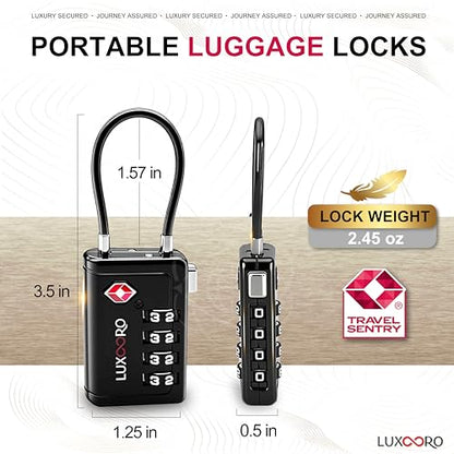 TSA Approved Luggage Lock with Alert Indicator, 4-Digit Resettable Combination, Durable Zinc Alloy Travel Lock for Suitcase, Backpack, Toolbox, Locker, All-Purpose, keyless – Black (1 Pack) - color: Black 1 Pack