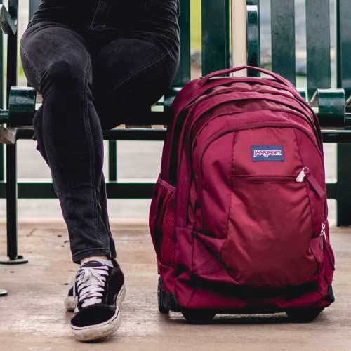 JanSport Driver 8 Rolling Backpack - Wheeled Travel Bag with 15-Inch Laptop Sleeve, One Size, Black - color: Black