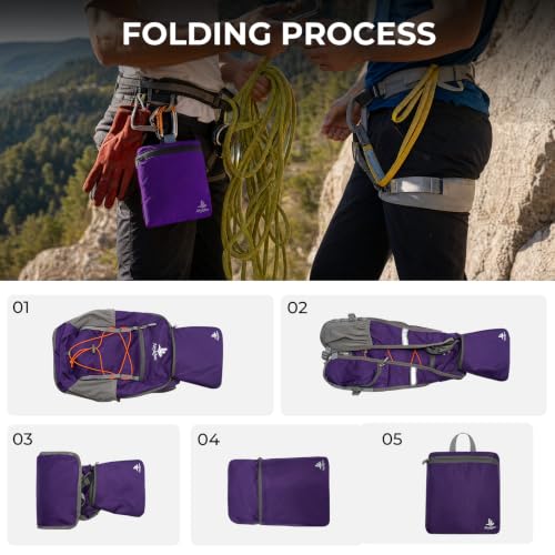 14L Small Hiking Backpack, Packable Travel Daypack for Men Women - color: Purple