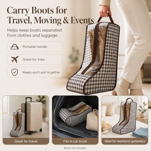 TUYUU Boot Storage Bags for Women Cowboy Clear Window Organizer - 4 Pack