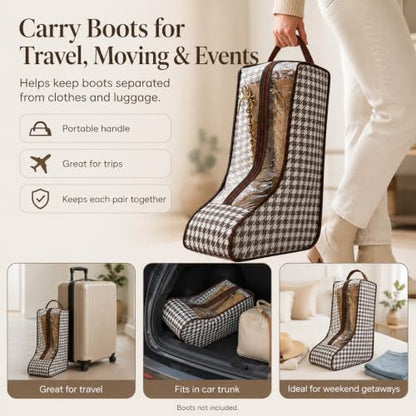 TUYUU Boot Storage Bags for Women Cowboy Clear Window Organizer - 4 Pack