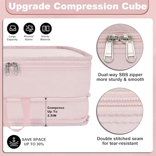 Packing Cubes for Travel Packing Organizers Compression Travel Cubes, Pink - color: Pink