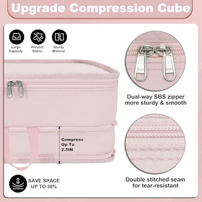 Packing Cubes for Travel Packing Organizers Compression Travel Cubes, Pink - color: Pink