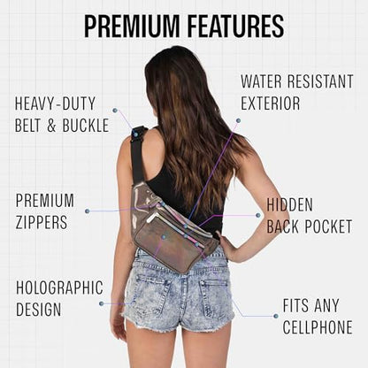 SoJourner Waterproof Holographic Fanny Pack, Copper Glitter - color: Copper Glitter