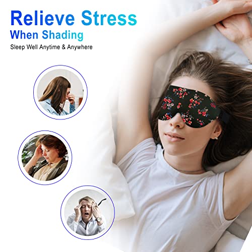 3D Sleep Mask, 100% Blackout 3D Contoured Sleep Eye Mask (Floral) - color: Floral