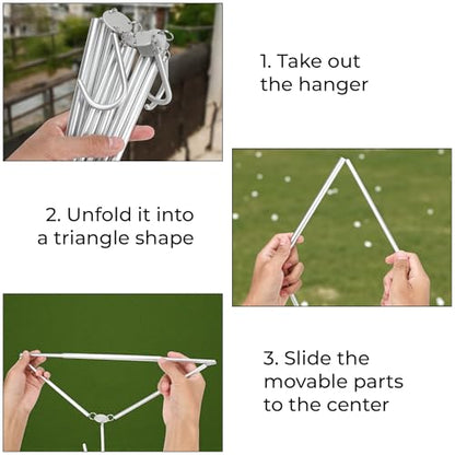 Travel Hangers Foldable Aluminum 3 Pack – Light and Portable Suitcase Clothes Hangers, Heavy Duty Folding Design for Cruise, Hotel, RV, Camping, Space-Saving Drying Rack Accessories
