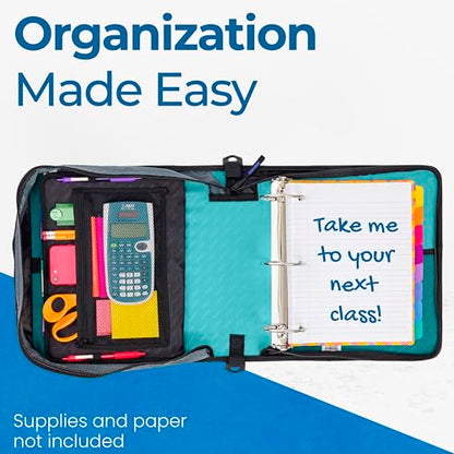 Case-it Zipper Binder | 3-Inch O-Rings | 600-Sheet | D-146 Spearmint Blue - color: C Spearmint Blue, size: 1 Pack