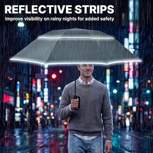 G4Free 46inch Ring Buckle Umbrella, Inverted Design with Carabiner Handle - color: Grey