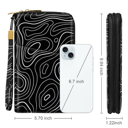 Family Passport Holder Wallet RFID Blocking Document Organizer - color: Topographic Line