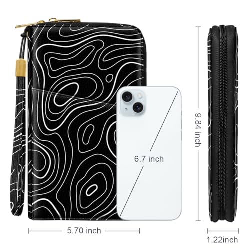 Family Passport Holder Wallet RFID Blocking Document Organizer - color: Topographic Line
