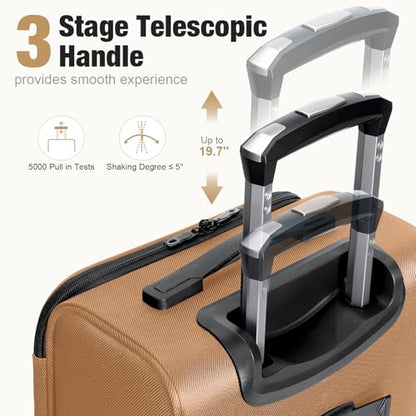 17 Inch Underseat Carry on Luggage with Removable Spinner Wheels - color: Brown, size: 17 inch_Underseat