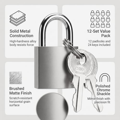 12 Pcs Mini Suitcase Locks with Different Keys Small Keyed Padlocks（Silver） - color: Silver, size: 20MM-12PCS