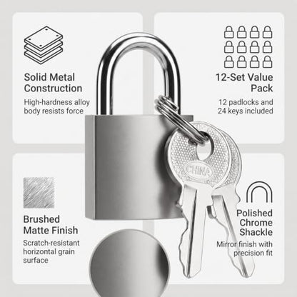 12 Pcs Mini Suitcase Locks with Different Keys Small Keyed Padlocks（Silver） - color: Silver, size: 20MM-12PCS