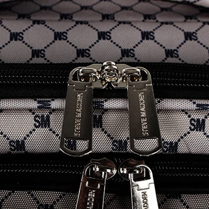 Steve Madden Designer Luggage Collection - 3 Piece Softside Expandable Lightweight Spinner Suitcase Set - Travel Set includes 20 Inch Carry on, 24 Inch & 28-Inch Checked Suitcases (Noble Black/Grey) - color: Noble Black/Grey, size: 20/24/28 Inches
