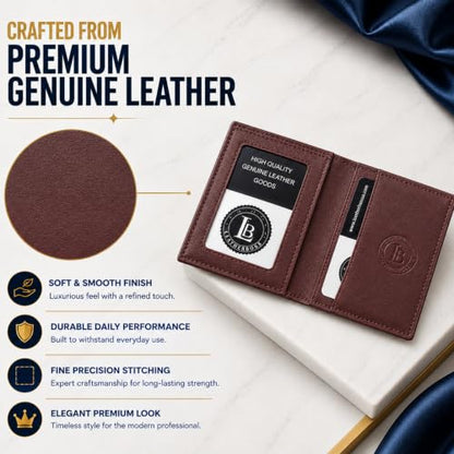 Leatherboss Slim Thin Leather Credit Card Id Mini Wallet Holder Bifold Driver's License Safe (Wine) - color: Wine