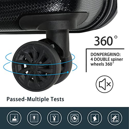 Luggage Sets 3 Piece(20/24/28)-Suitcase Set- Luggage with Wheels-PC + ABS Durable Lightweight Rotating hardshell suitcase 5PCS (Black)… - color: 5pcs Black, size: 20/24/28