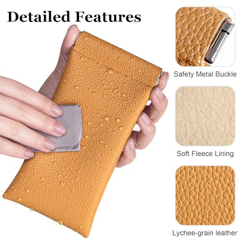 RayLove 2 Pack Glasses Case Soft Eyeglass Case For Women Men Squeeze Top Sunglasses Pouch Travel With Cleaning Cloth - color: California Orange