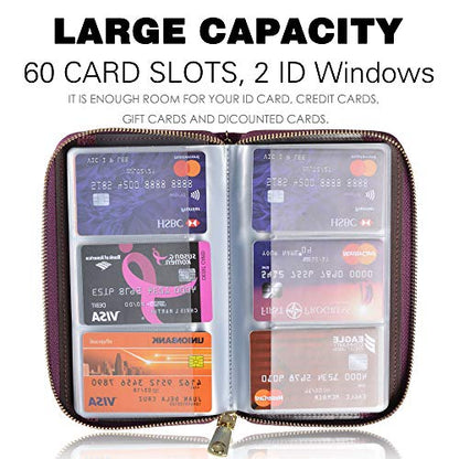Easyoulife Credit Card Holder Wallet Womens Zipper Leather Case Purse RFID Blocking - color: Purple