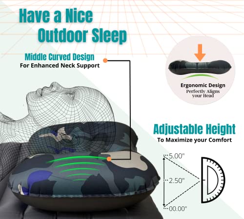 Ultralight Inflatable Camping and Travel Pillow - 2-Pack - Camouglage - color: Camouflage