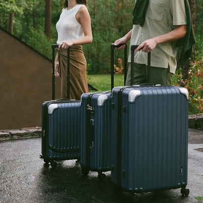 LEVEL8 Luggage Sets 3 Piece, Hardshell Suitcase with Wheels, 20/24/28 Inch - color: Blue, size: 3-Piece Set (20/24/28)