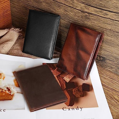 Polare Leather Passport Holder RFID Blocking Travel Bifold Wallet - color: Black