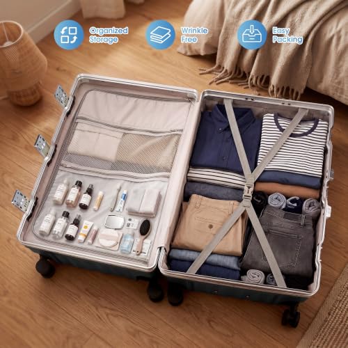 Zipperless Luggage, 24 Inch Checked Suitcase - color: Gray, size: TSA 24-inch