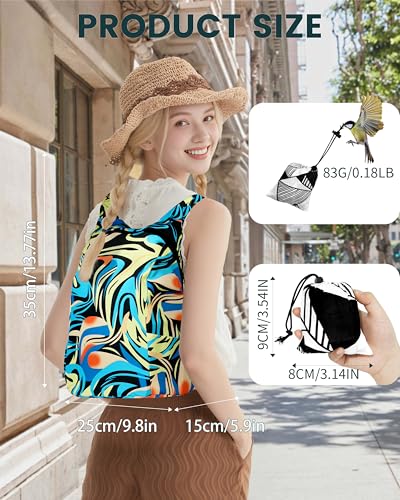 Pocket-Sized Hiking Daypack, Fashion patterns Lightweight 2.8oz - style: Blue&green Swirl