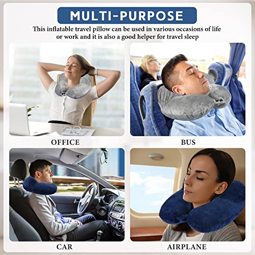 Sintuff 2 Inflatable Neck Pillow Airplane Travel, Light Gray and Dark Blue - color: Light Gray and Dark Blue