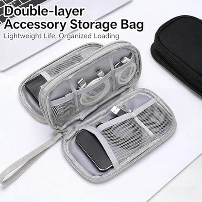 Slim Cable Organizer Bag, Single Layer Electronics Case, Gray