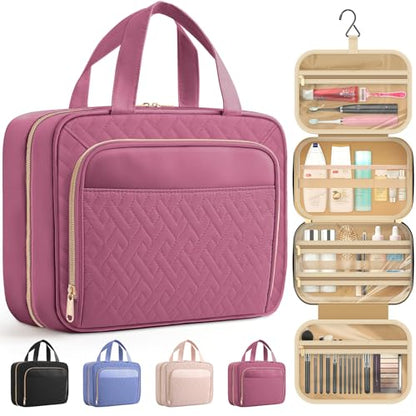HOTOR Hanging Travel Toiletry Bag Women Men, Rosewood-Pink, Medium - color: Rosewood-Pink, size: Medium