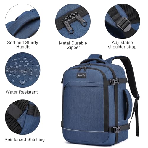 30L Travel Backpack For Women Men Flight Approved Carry-On Laptop Blue - color: Blue-15, size: 15-inch
