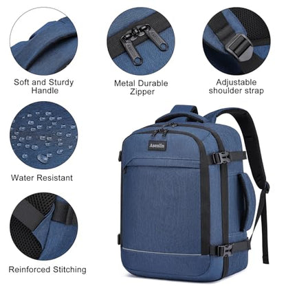 30L Travel Backpack For Women Men Flight Approved Carry-On Laptop Blue - color: Blue-15, size: 15-inch