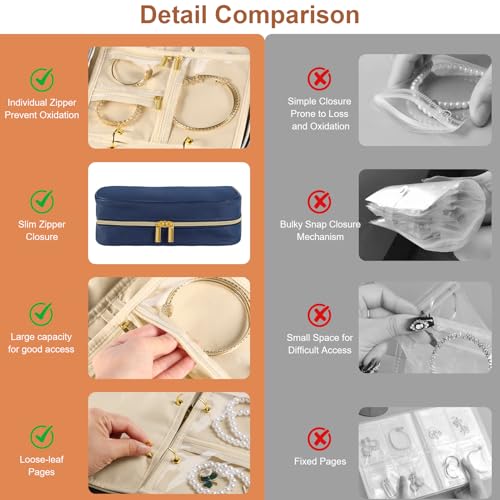 Travel Jewelry Organizer Case for Women, Blue - color: Blue