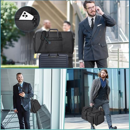 HILOMON 2 in 1 Garment Duffle Bags for Travel Mens Carry-on Duffel Bag - color: Black Mesh Storage