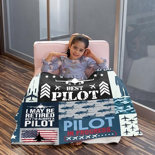 Pilot Throw Blanket Aviation Gifts for Men Adults Teen Boys - color: Pilot, size: 40” x 50“
