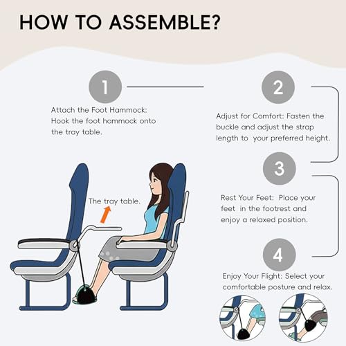 Foot Hammock for Plane Travel, Airplane Foot Hammock, Adjustable Foot Rest Sling, Airplane Gadgets Travel Essentials for Long Time Flight (Black) - color: Black