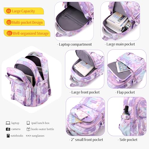 Kids Rolling Backpack for Girls School Bag with Wheels, 6-Wheel Pink - color: 6 Wheels Pink