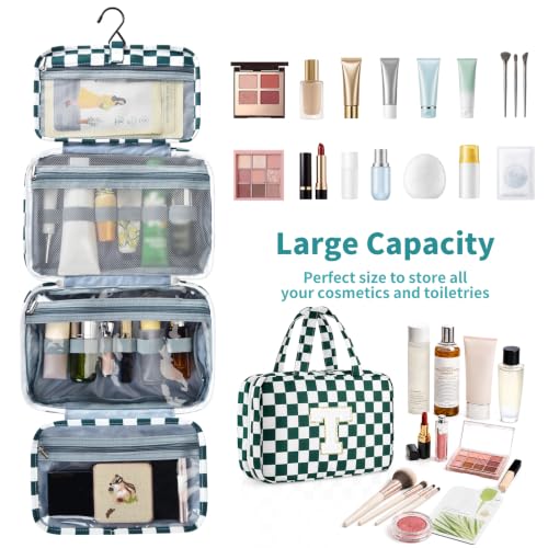 Personalized Travel Hanging Toiletry Makeup Bag Green Checkerboard T - color: Green Checkerboard, size: T