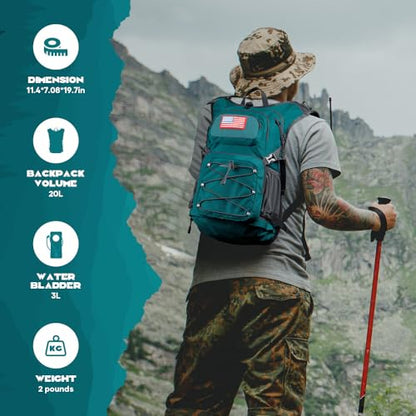 Maelstrom Lightweight Hydration Hiking Backpack with 2L/3L Water Bladder - color: 6.Cyan, size: 3L Bladder