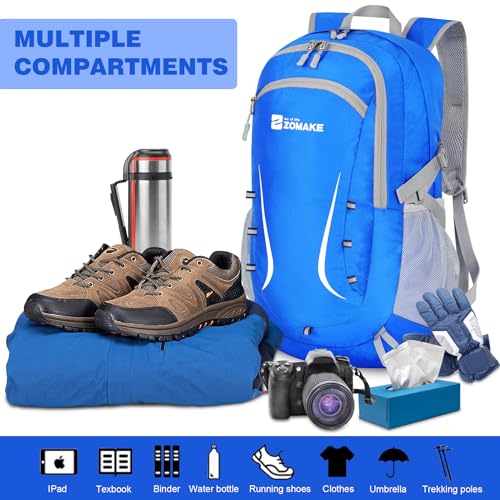 ZOMAKE Lightweight Packable Backpack 35L, Foldable Backpacks Water Resistant Collapsible Light Daypack for Hiking(Dark Blue) - color: Dark Blue B, size: 35L