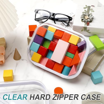 Ceenna 2 Pcs Clear Zipper Case Hard Shell Pouches,Medium + Slim Long Set - size: Medium + Slim Long Set