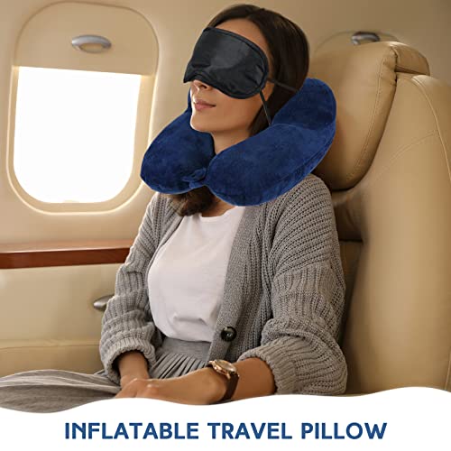 Sintuff 2 Pack Inflatable Travel Neck Pillow Airplane, Black, Blue - color: Black, Blue