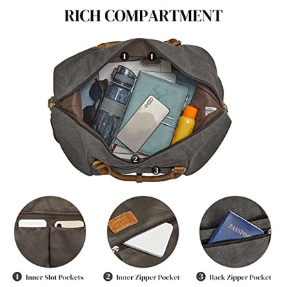 S-ZONE Weekender Bags for Women and Men Travel Duffel Bags with Shoe Compartment Overnight Carry on Duffle Tote Bag - color: A-Grey