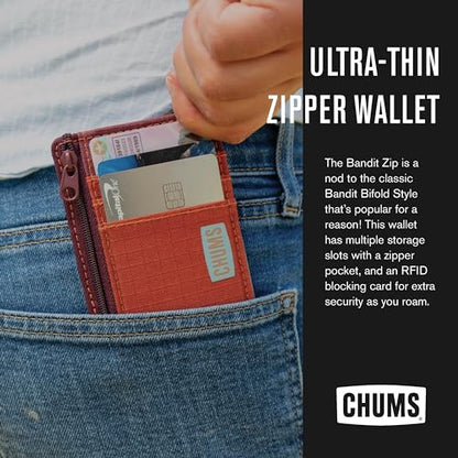 Chums Bandit Zip Compact Wallet, Slim RFID Wallet (Summit) - color: SUMMIT