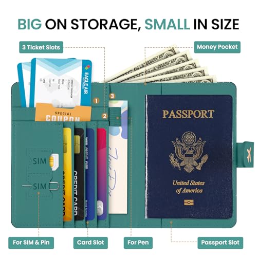 Passport Holder for Travel, RFID Blocking Wallet with Magnetic Closure - color: Z.A-Whale