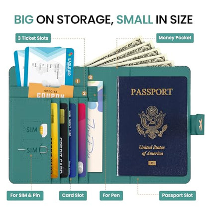Passport Holder for Travel, RFID Blocking Wallet with Magnetic Closure - color: Z.A-Whale