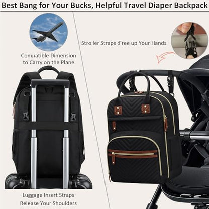 Tenot Diaper Bag Backpack for Women with Changing Pad Black - color: Black, style: With Extra Layer & Changing Pad