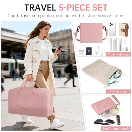 23" Weekender Bag Overnight Bag Travel Duffel Bag for Women - color: Pink, size: Extra Large