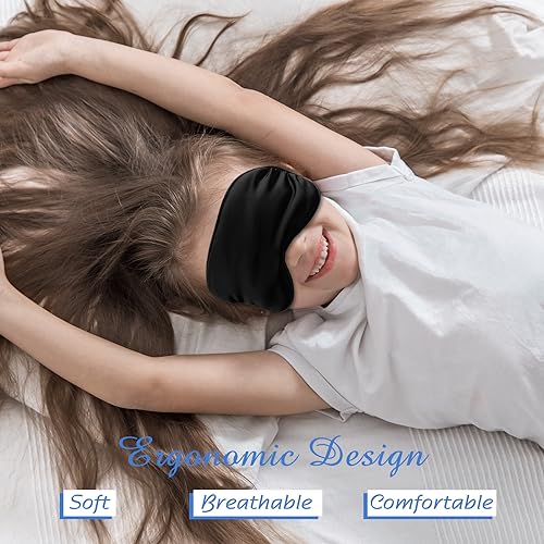 BBTO 4 Pack Silk Sleep Eye Mask, Black - color: Black