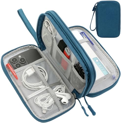 CAAORDKSO Travel Essentials Electronics Organizer Tech Pouch, Waterproof Cable Organizer Bag Charger Case for Travel Accessories, Cable, Cord, Charger, Phone, Power Bank, Earphone (Dark Green, Large) - color: Dark Green, size: Large